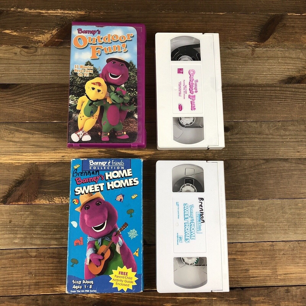 Barney Outdoor Fun And Home Sweet Homes Vintage White VHS Tapes Lot Of 2
